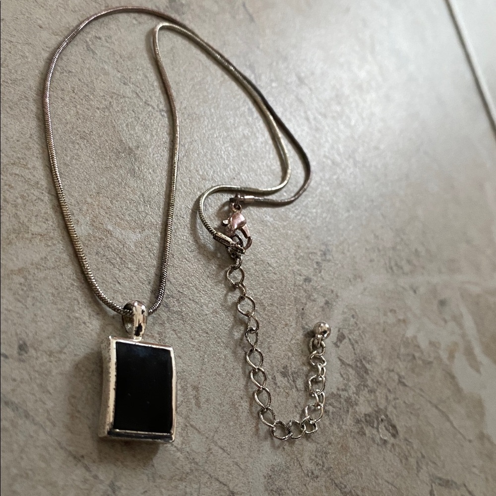 Onyx Rectangular Silver Encased Necklace - image 4
